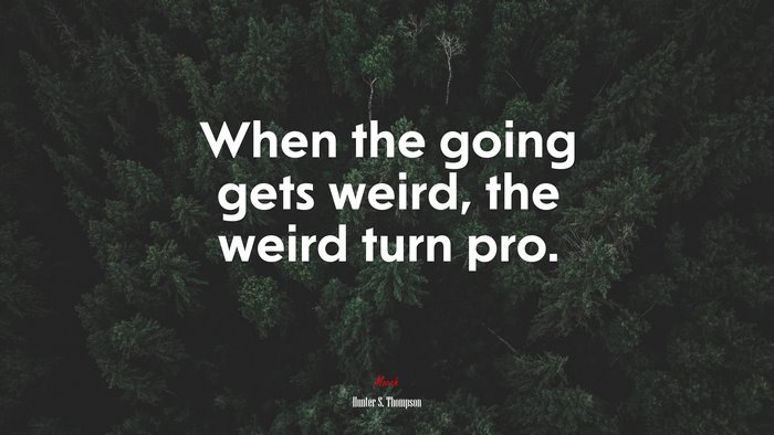 When the going gets weird, the weird turn pro. | Hunter S. Thompson quote