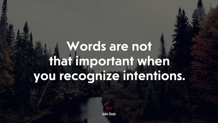 Words are not that important when you recognize intentions. | Isabel Allende quote