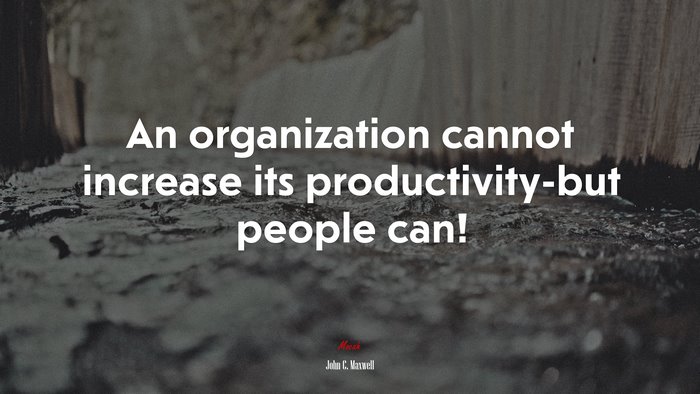 An organization cannot increase its productivity-but people can! | John C. Maxwell quote