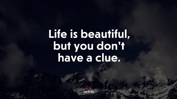 Life is beautiful, but you don’t have a clue. | Lana Del Rey quote