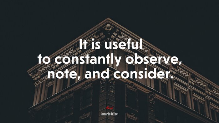 It is useful to constantly observe, note, and consider. | Leonardo da Vinci quote