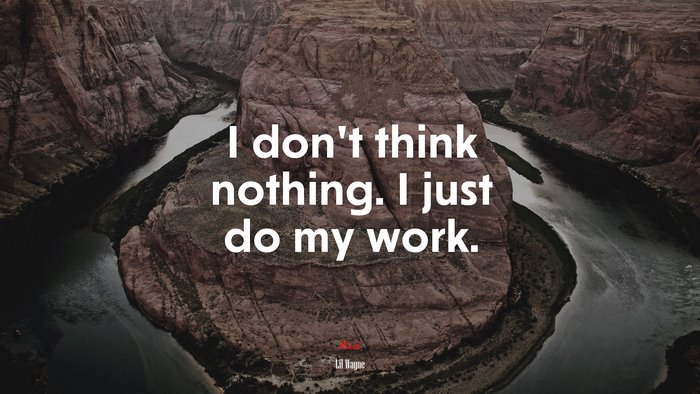 I don’t think nothing. I just do my work. | Lil Wayne quote