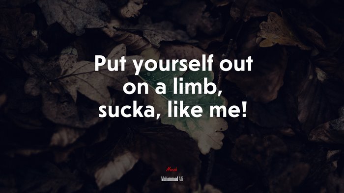 Put yourself out on a limb, sucka, like me! | Muhammad Ali quote