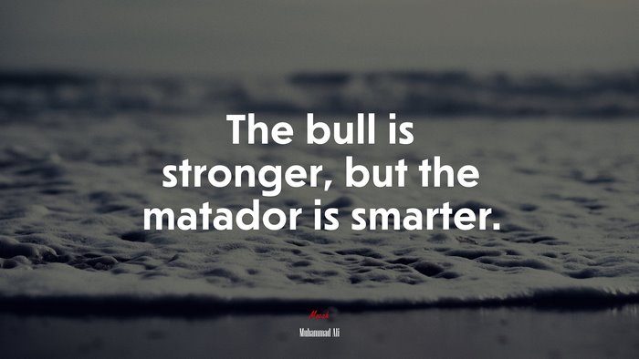 The bull is stronger, but the matador is smarter. | Muhammad Ali quote