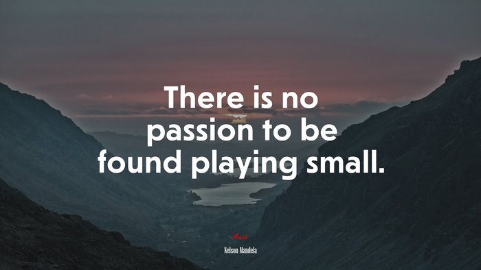 There is no passion to be found playing small. | Nelson Mandela quote