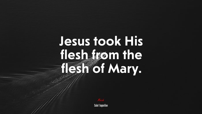 Jesus took His flesh from the flesh of Mary. | Saint Augustine quote