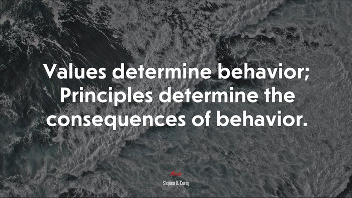 Values determine behavior; Principles determine the consequences of behavior. | Stephen R. Covey quote