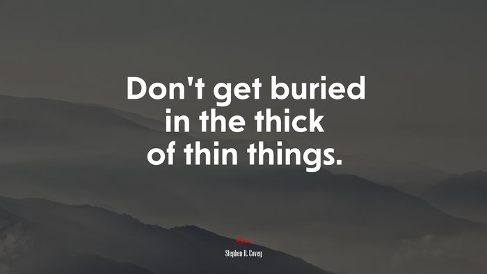 Don’t get buried in the thick of thin things. | Stephen R. Covey quote