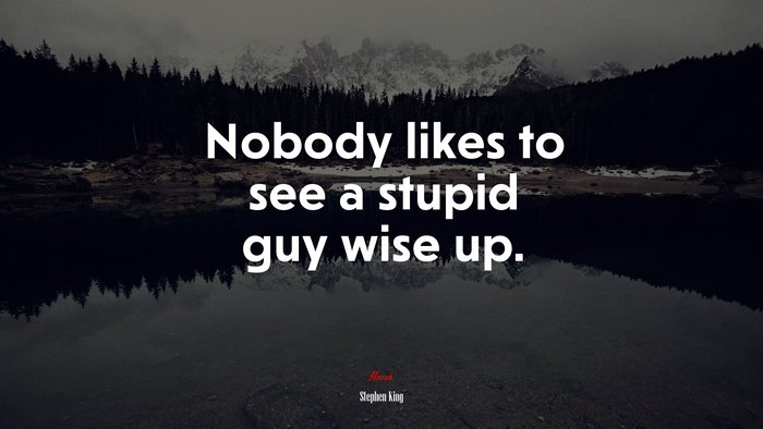Nobody likes to see a stupid guy wise up. | Stephen King quote