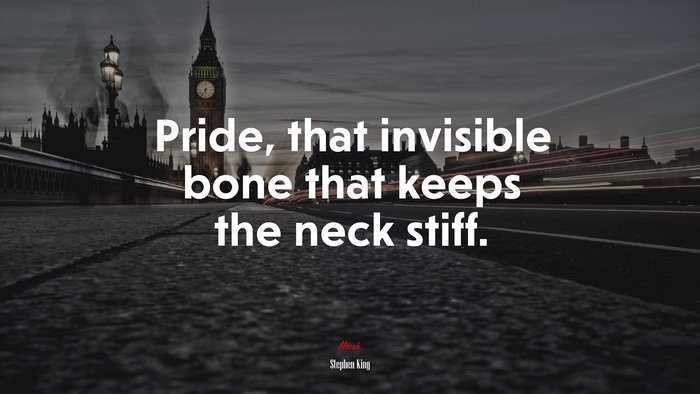 Pride, that invisible bone that keeps the neck stiff. | Stephen King quote