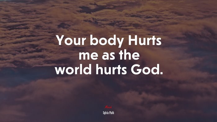 Your body Hurts me as the world hurts God. | Sylvia Plath quote