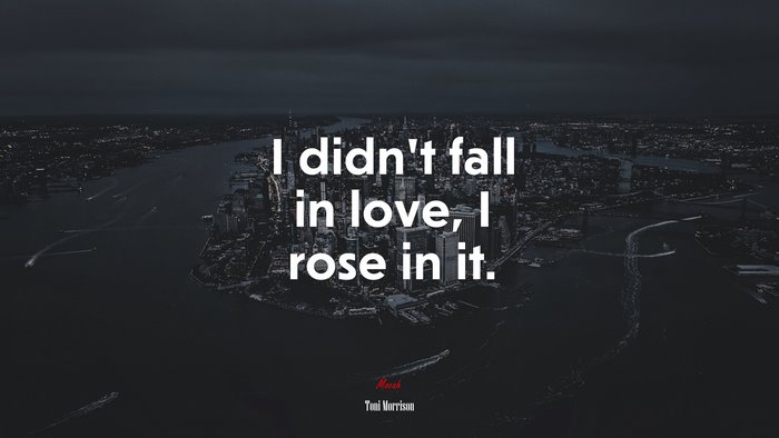 I didn’t fall in love, I rose in it. | Toni Morrison quote