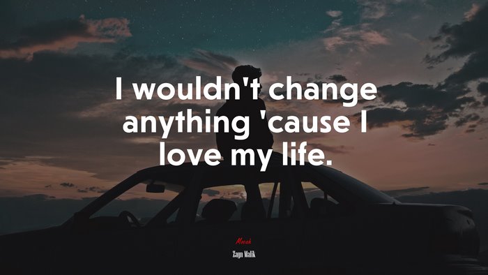 I wouldn’t change anything ’cause I love my life. | Zayn Malik quote