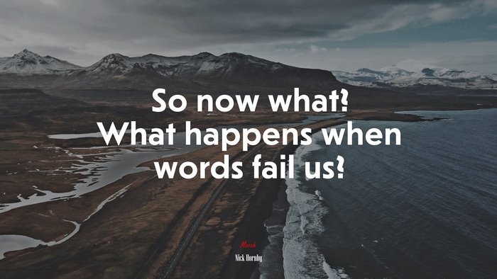 So now what? What happens when words fail us? | Nick Hornby quote
