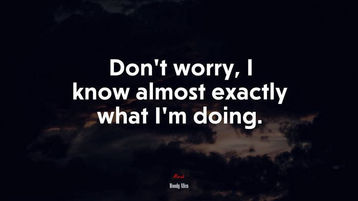 Don’t worry, I know almost exactly what I’m doing. | Woody Allen quote