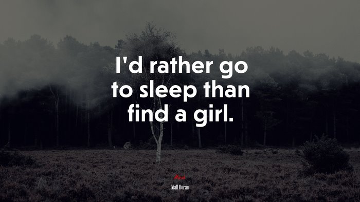I’d rather go to sleep than find a girl. | Niall Horan quote