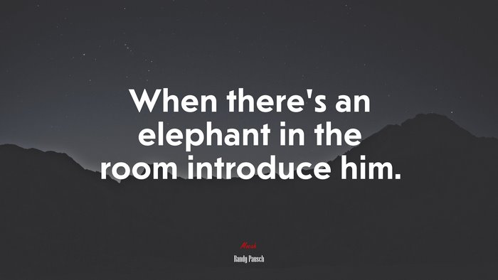 When there’s an elephant in the room introduce him. | Randy Pausch quote