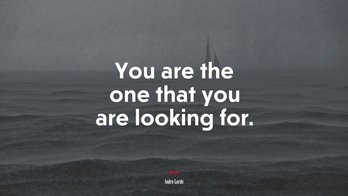 You are the one that you are looking for. | Audre Lorde quote
