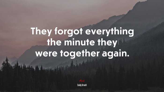 They forgot everything the minute they were together again. | Emily Brontë quote