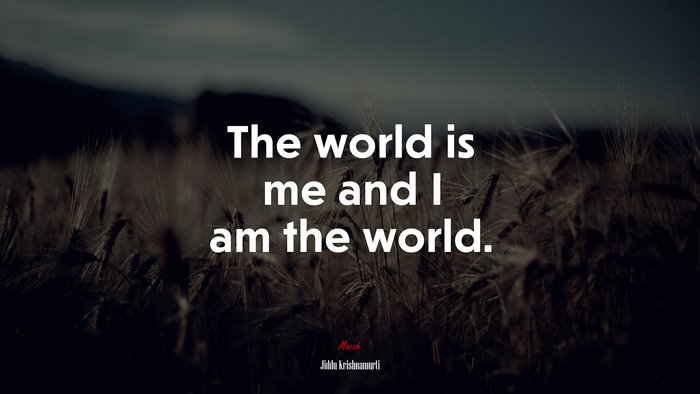 The world is me and I am the world. | Jiddu Krishnamurti quote