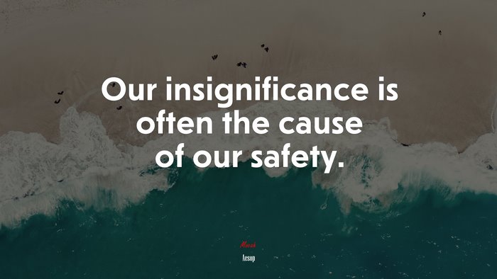 Our insignificance is often the cause of our safety. | Aesop quote