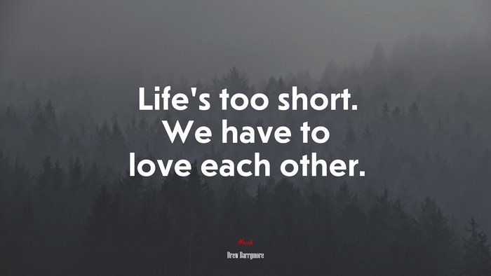 Life’s too short. We have to love each other. | Drew Barrymore quote