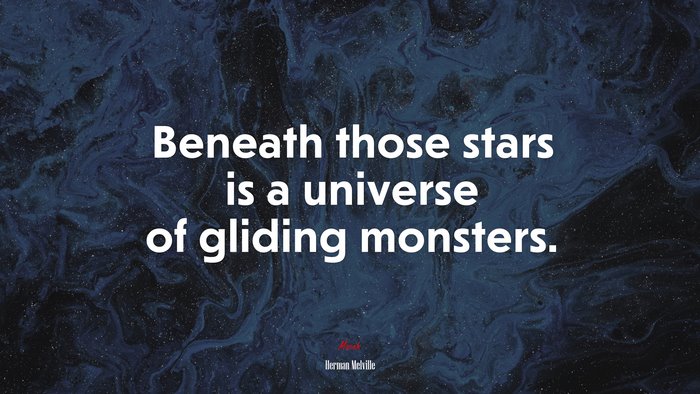 Beneath those stars is a universe of gliding monsters. | Herman Melville quote