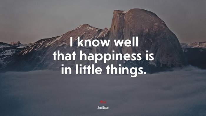 I know well that happiness is in little things. | John Ruskin quote