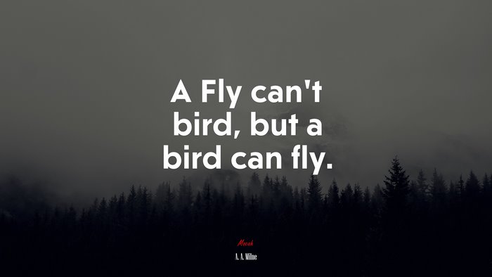 A Fly can’t bird, but a bird can fly. | A. A. Milne quote