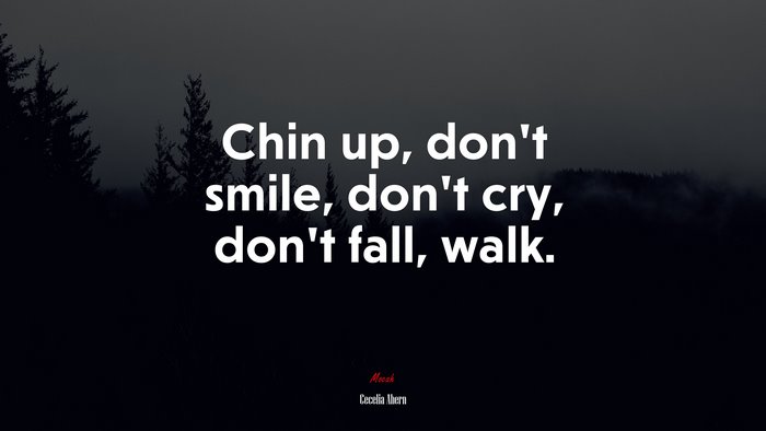 Chin up, don’t smile, don’t cry, don’t fall, walk. | Cecelia Ahern quote