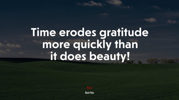 Time erodes gratitude more quickly than it does beauty! | Mario Puzo quote
