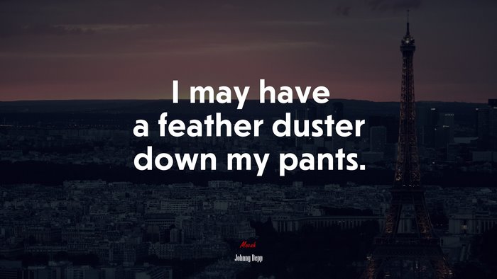I may have a feather duster down my pants. | Johnny Depp quote