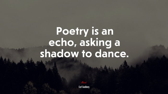 Poetry is an echo, asking a shadow to dance. | Carl Sandburg quote