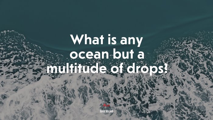 What is any ocean but a multitude of drops? | David Mitchell quote