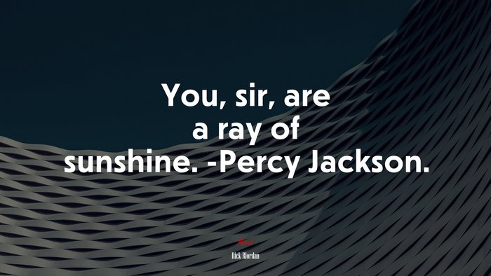 You, sir, are a ray of sunshine. -Percy Jackson. | Rick Riordan quote