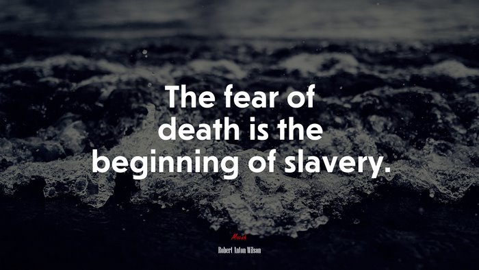 The fear of death is the beginning of slavery. | Robert Anton Wilson quote