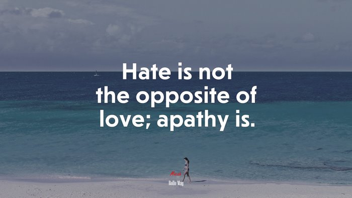 Hate is not the opposite of love; apathy is. | Rollo May quote
