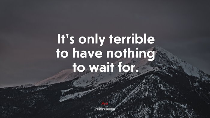 It’s only terrible to have nothing to wait for. | Erich Maria Remarque quote