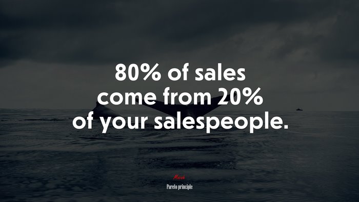 80% of sales come from 20% of your salespeople. | Pareto principle quote