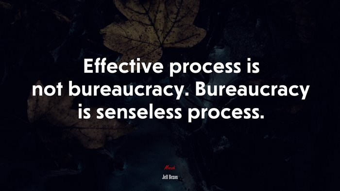 Effective process is not bureaucracy. Bureaucracy is senseless process. | Jeff Bezos quote