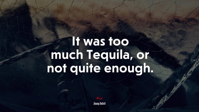 It was too much Tequila, or not quite enough. | Jimmy Buffett quote