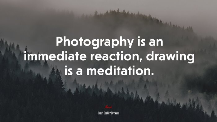 Photography is an immediate reaction, drawing is a meditation. | Henri Cartier-Bresson quote