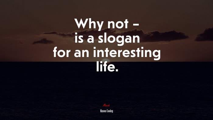Why not – is a slogan for an interesting life. | Mason Cooley quote