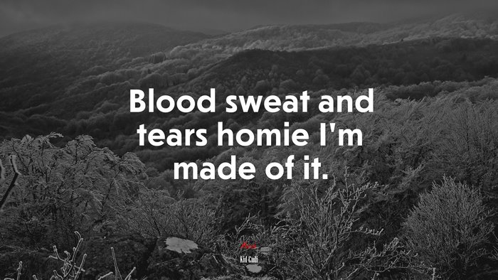 Blood sweat and tears homie I’m made of it. | Kid Cudi quote