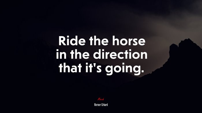Ride the horse in the direction that it’s going. | Werner Erhard quote