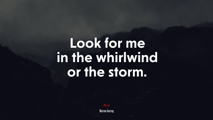 Look for me in the whirlwind or the storm. | Marcus Garvey quote