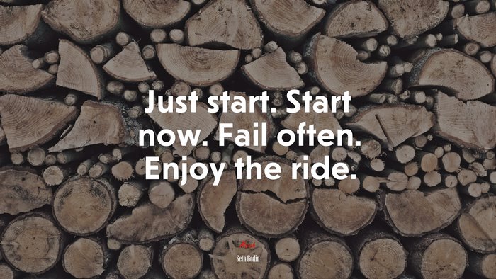 Just start. Start now. Fail often. Enjoy the ride. | Seth Godin quote