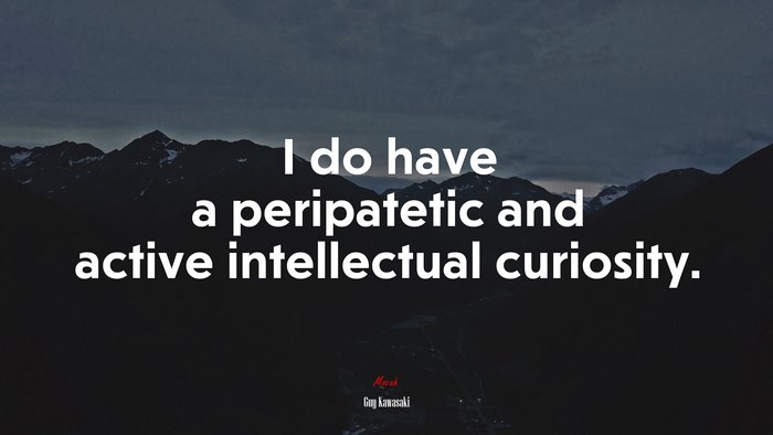 I do have a peripatetic and active intellectual curiosity. | Guy Kawasaki quote