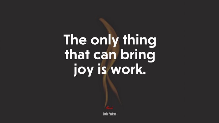 The only thing that can bring joy is work. | Louis Pasteur quote