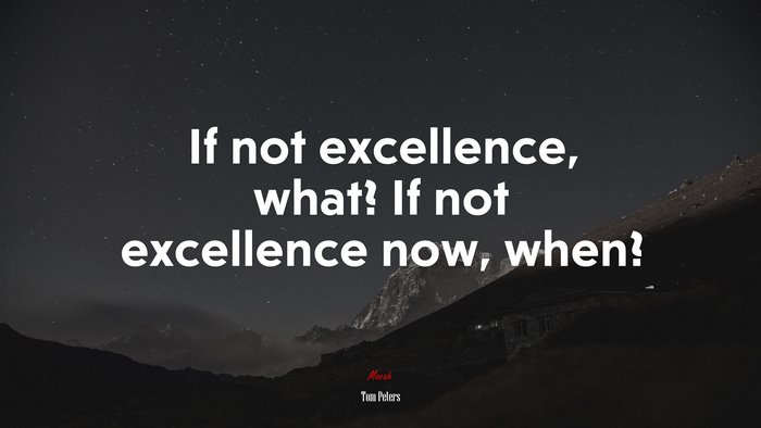 If not excellence, what? If not excellence now, when? | Tom Peters quote